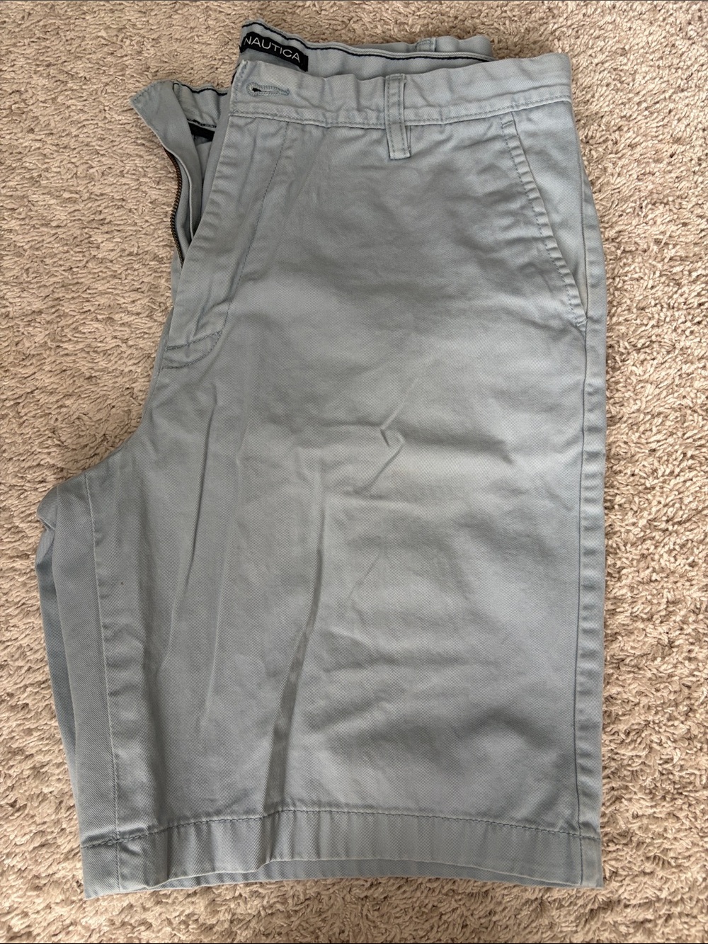 Nautica Men's Light Blue Flat Front Chino Shorts